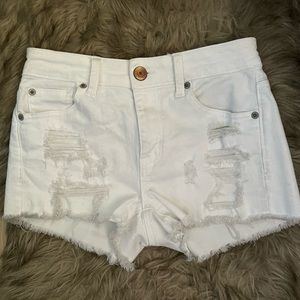 AE White denim shorts
